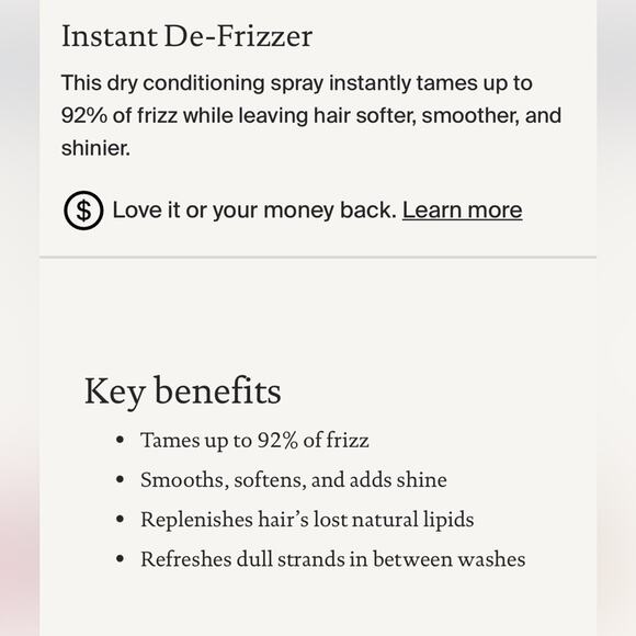Living Proof Frizz Instant De-Frizzer Spray, Excellent condition MSRP $33 - Picture 2 of 7